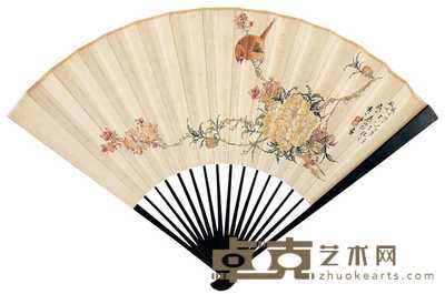 黄元章 花鸟图 成扇 